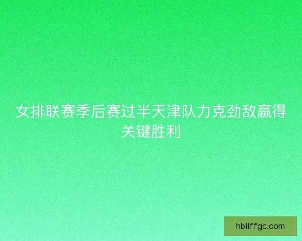女排联赛季后赛过半天津队力克劲敌赢得关键胜利