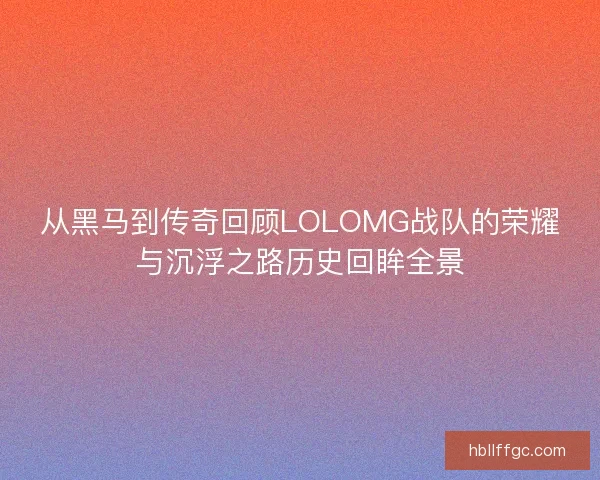 从黑马到传奇回顾LOLOMG战队的荣耀与沉浮之路历史回眸全景