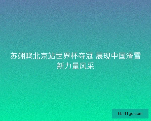 苏翊鸣北京站世界杯夺冠 展现中国滑雪新力量风采